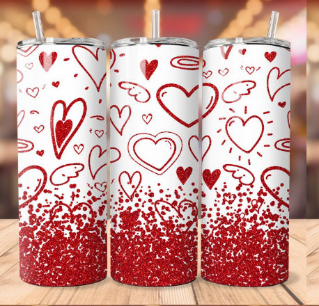 Glitter Hearts Tumbler