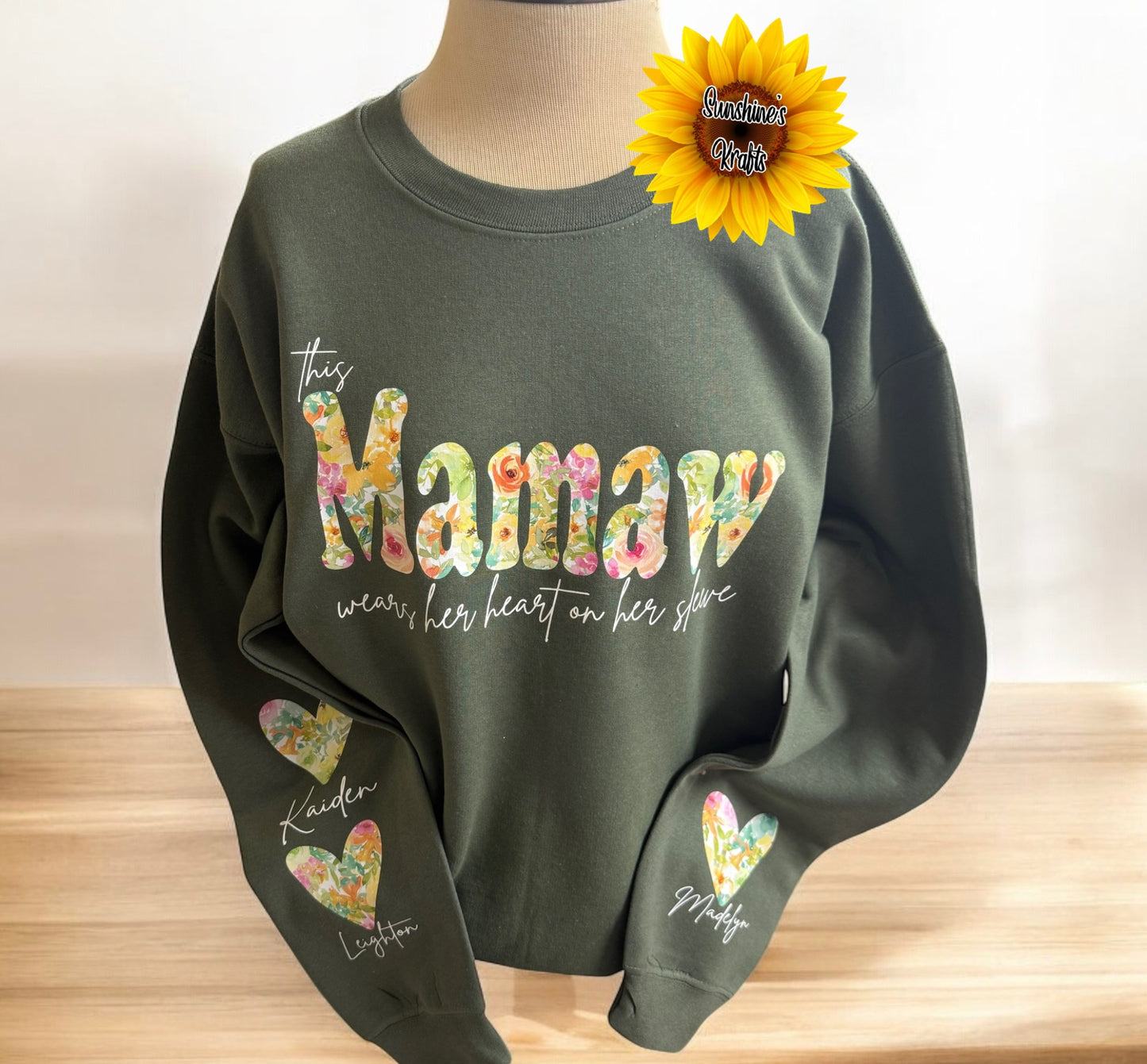 This Mamaw Wears Her Heart On Her Sleeve Floral