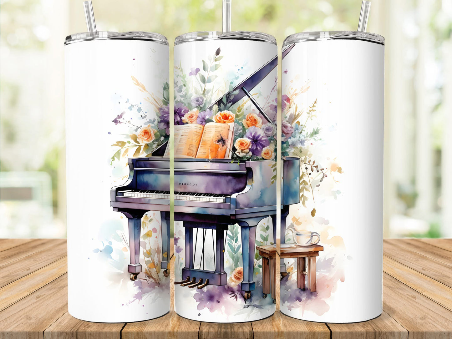 Floral Piano Tumbler